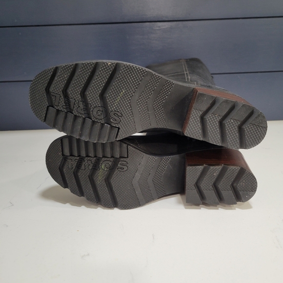 Sorel Cate Tall Boot Black Leather Suede Size 7 - Picture 8 of 11